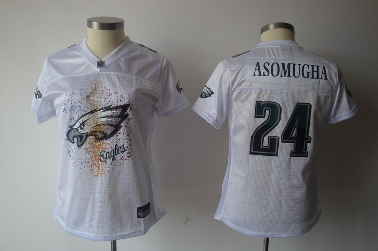 Eagles #24 Nnamdi Asomugha White 2011 Women's Fem Fan Stitched NFL Jersey